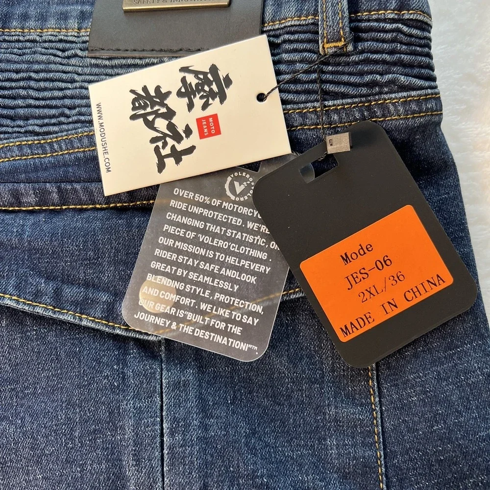 VOLERO Denim‎ Motorcycle Jeans Mens 38/31 EU 2XL Med Wash Deep Knee Pockets Moto